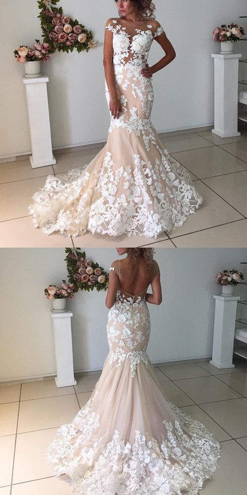 blush and lace wedding dress