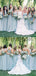 Floral Prints Chiffon Mismatched A-line Long Bridesmaid Dresses, AB4119