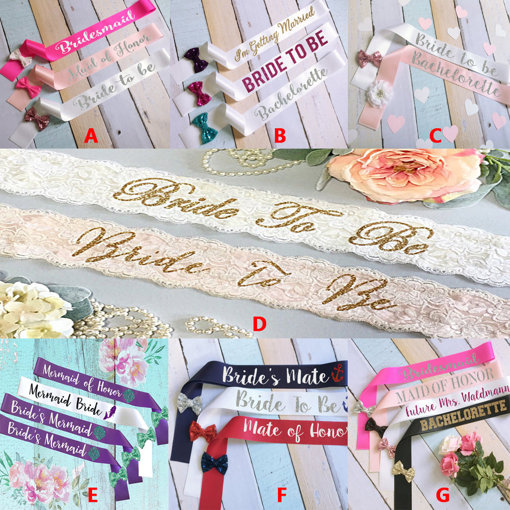 bride and bridesmaid sash