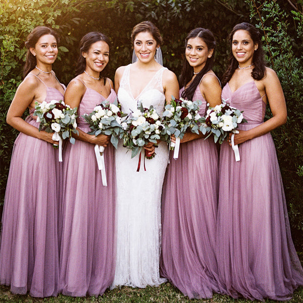 pink and purple bridesmaid dresses