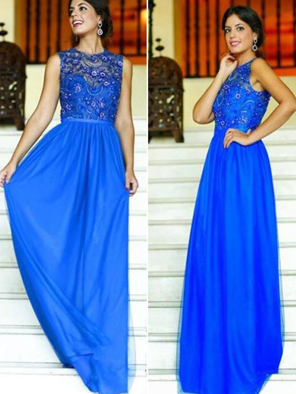 Long Royal Blue Affordable Charming Lace Discount Prom Dresses Online ...