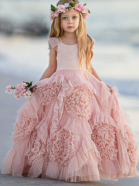 Lovely Soft Pink Flower Girl Dresses For Beach Wedding Unique