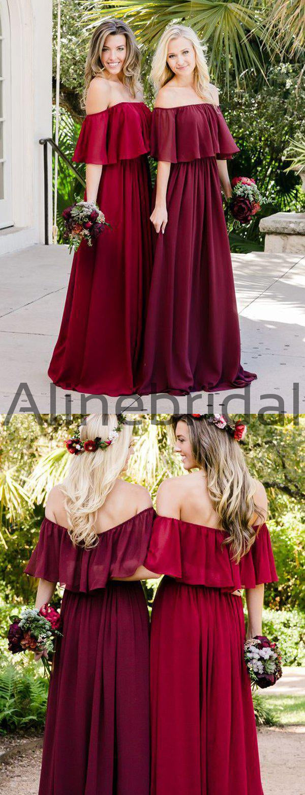 maroon boho bridesmaid dresses
