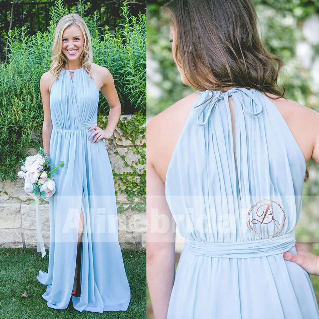 pale blue chiffon bridesmaid dresses