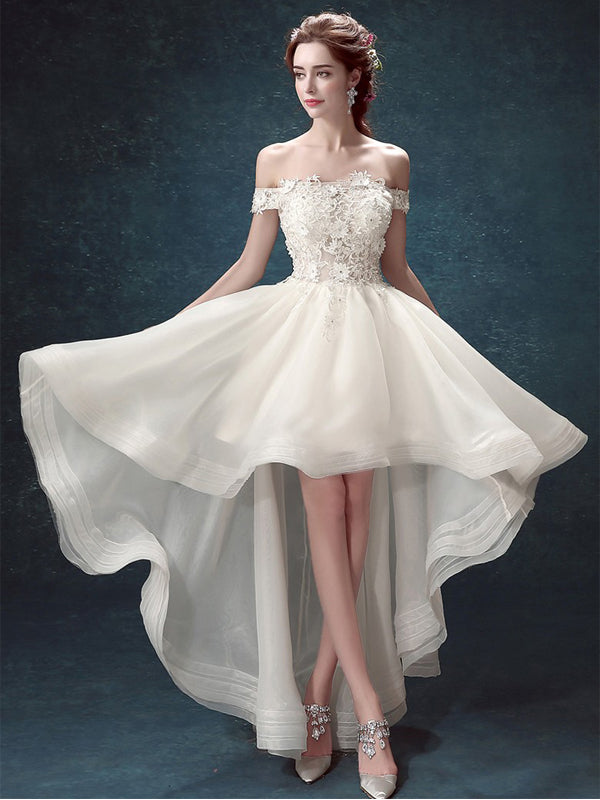 white off shoulder formal dress