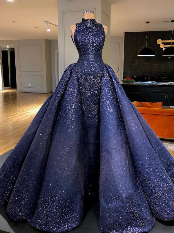 Royal Blue Sparkly Bead Ball Gown Gorgeous Prom Dresses ,PD00142 ...