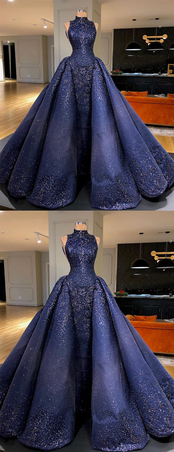 Royal Blue Sparkly Bead Ball Gown Gorgeous Prom Dresses ,PD00142 ...