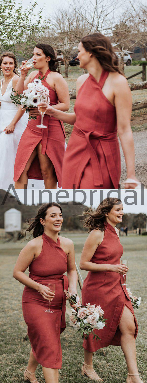 satin tea length bridesmaid dresses