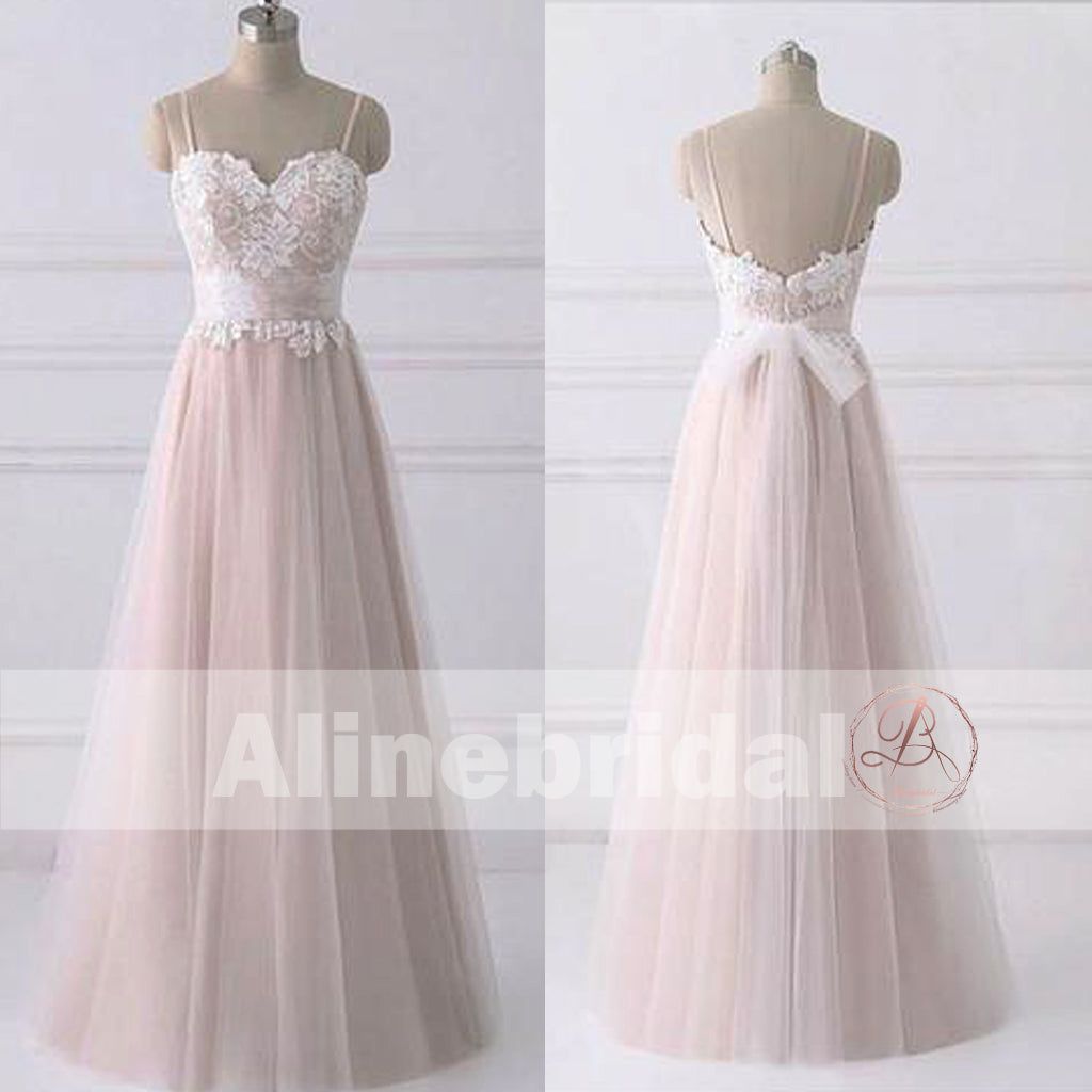 pink a line wedding dress