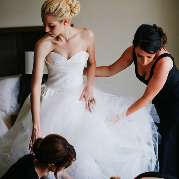 satin and tulle wedding dress