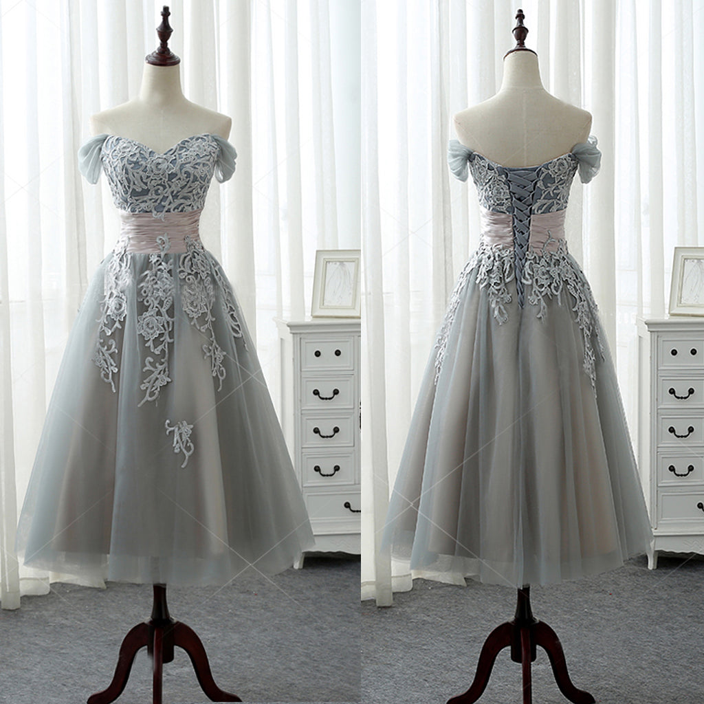aline tea length bridesmaid dresses