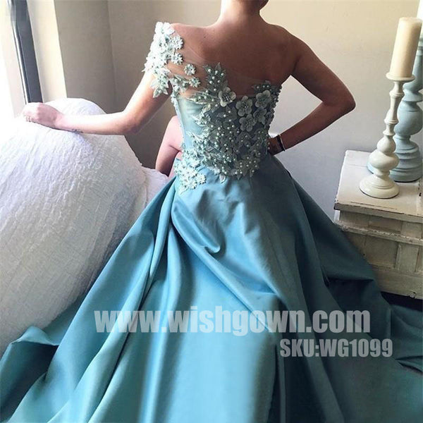 Popular One Shoulder Side Split Elegant Cheap Long Prom Dresses, WG109 ...