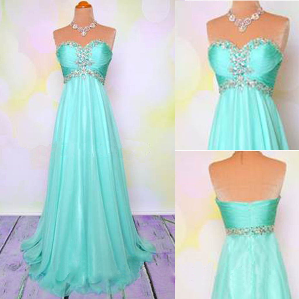 On Sale Junior Pretty Blue Sweet Heart A Line Cheap Long Prom Dresses, – Wish Gown