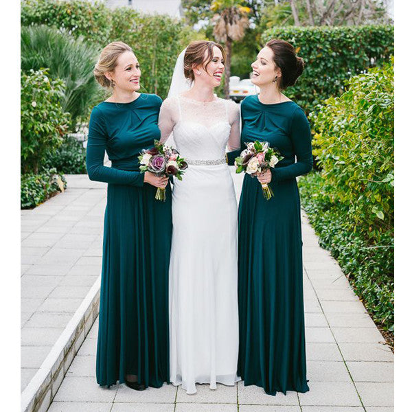 Long Sleeves Elegant Formal Unique Cheap Long Bridesmaid Dresses, WG40 ...