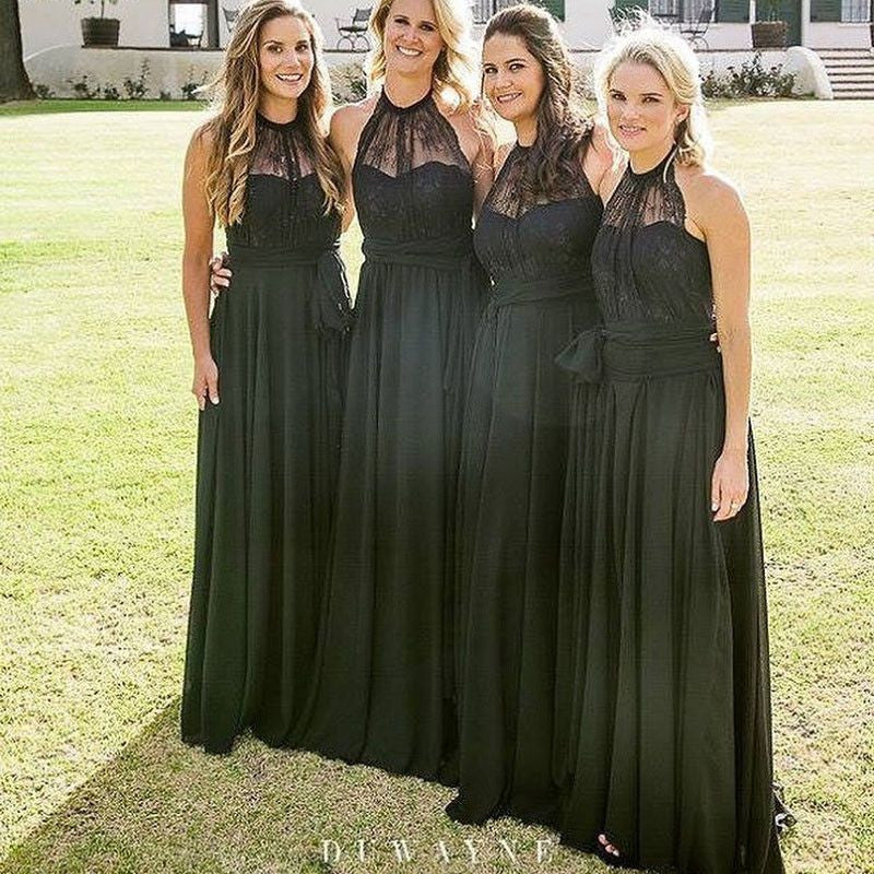 long black bridesmaid dress with sleeves