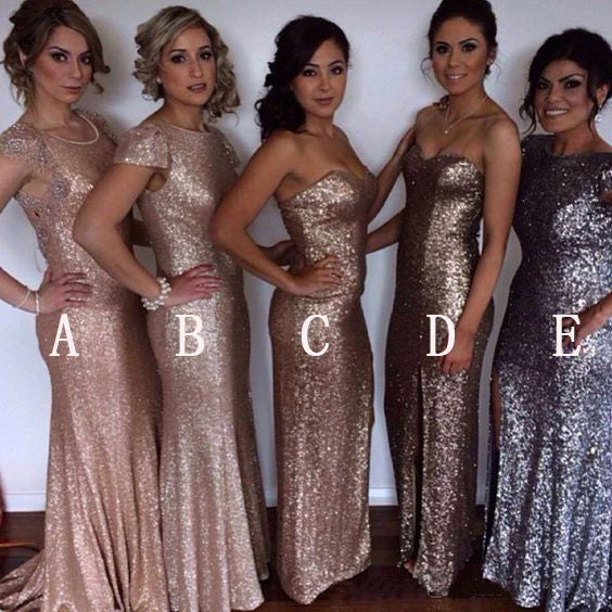 Affordable Sexy Mermaid Mismatched Long Wedding Sparkle Sequin Bridesm ...