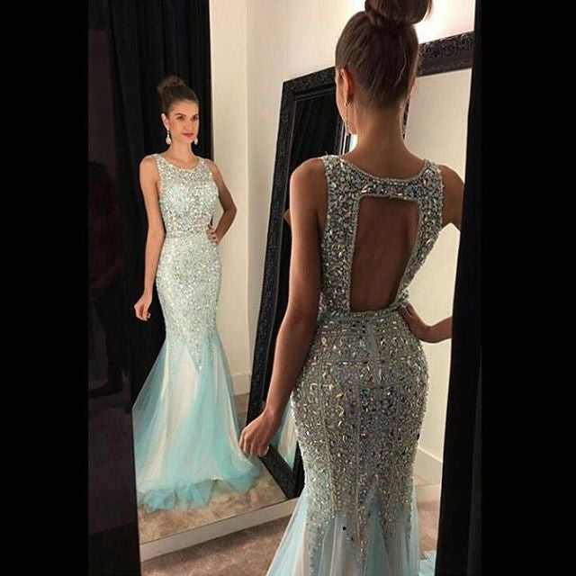 Sparkle Heavy Beaded Open Back Mermaid Sexy Long Prom Dresses, WG504 ...