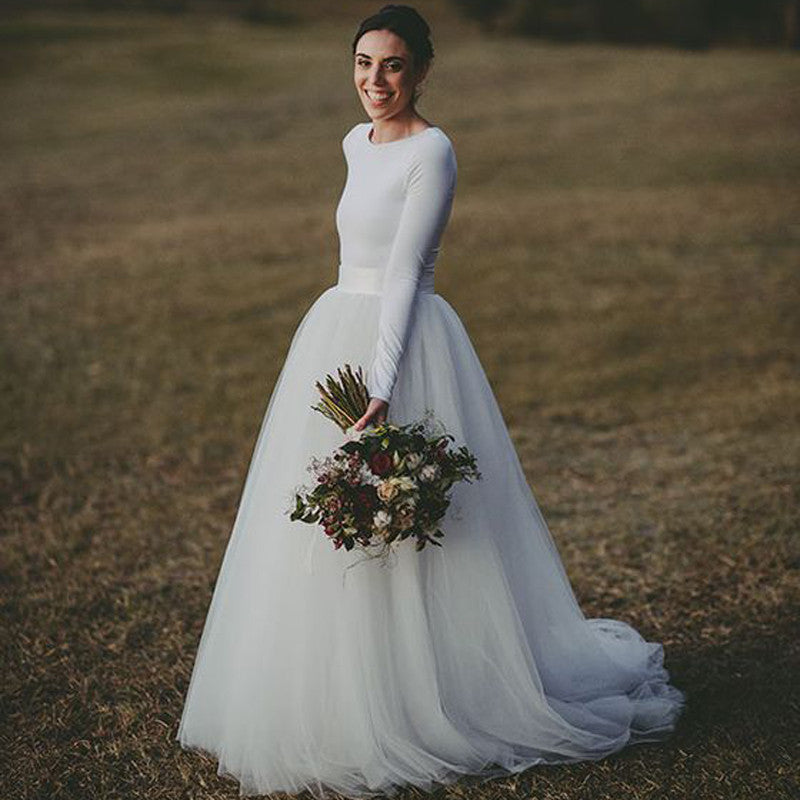 white long sleeve gown