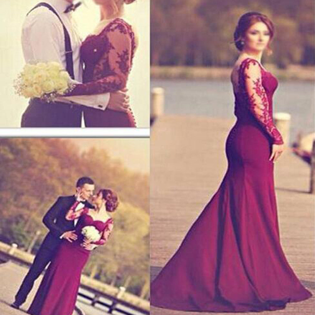 burgundy lace wedding dress