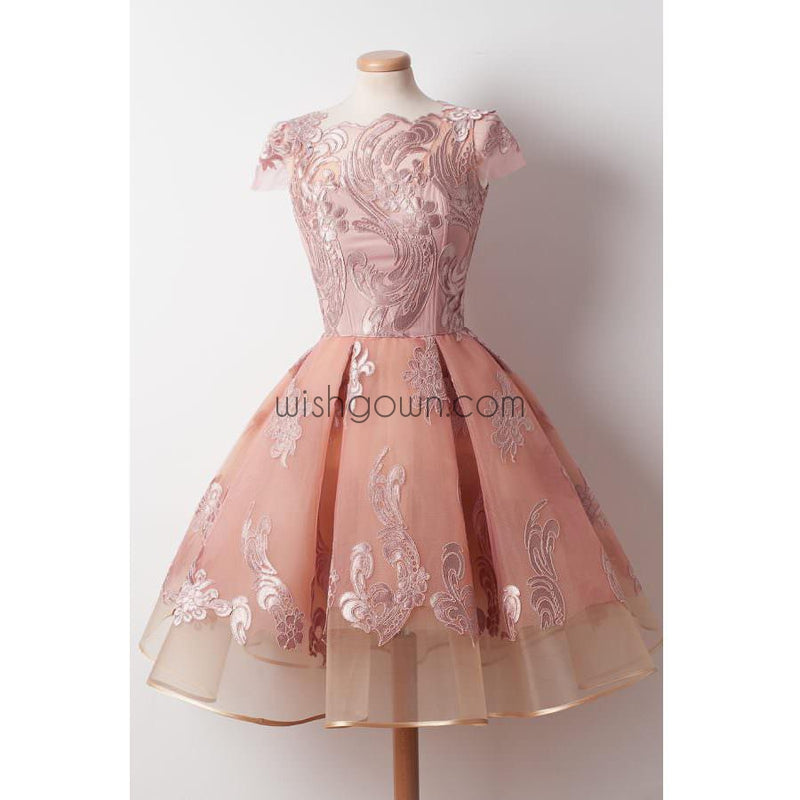 Cap Sleeves Junior Pretty Applique Short Homecoming Dresses, WG805 ...