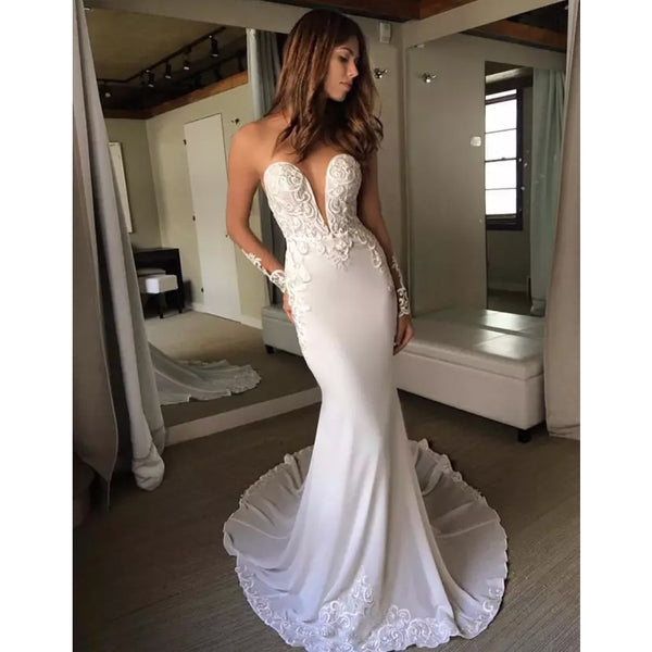 Long Sleeve Elegant On Sale Bridal Cheap Long Wedding Dresses, WG671 ...