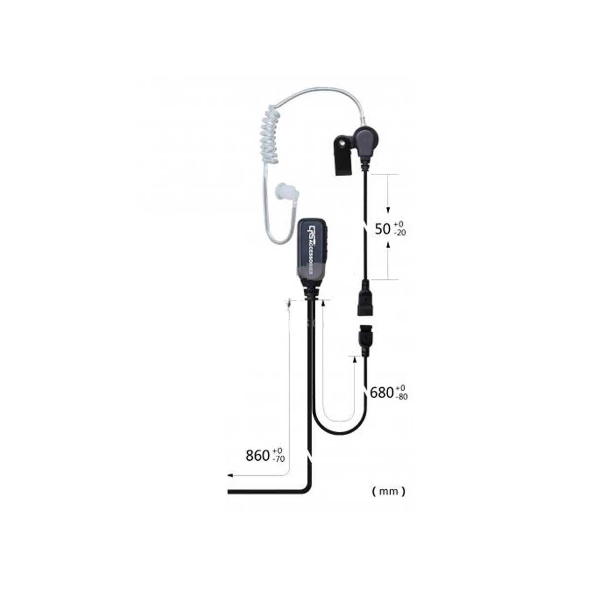 CRS - 2 Wire Long Airtube earpiece with Inline PTT/MIC (DP3000/DP4000)