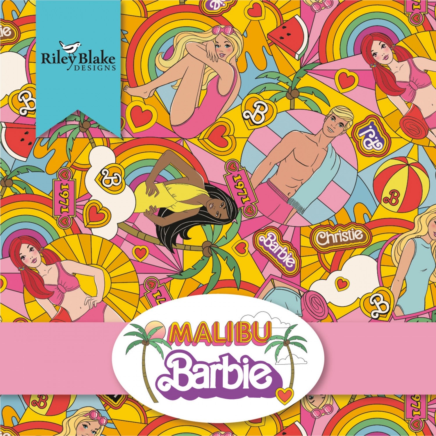 Riley Blake Designs Malibu Barbie Main Multicolor Fabric