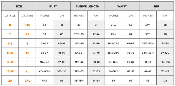 Jacket Size Chart Uk