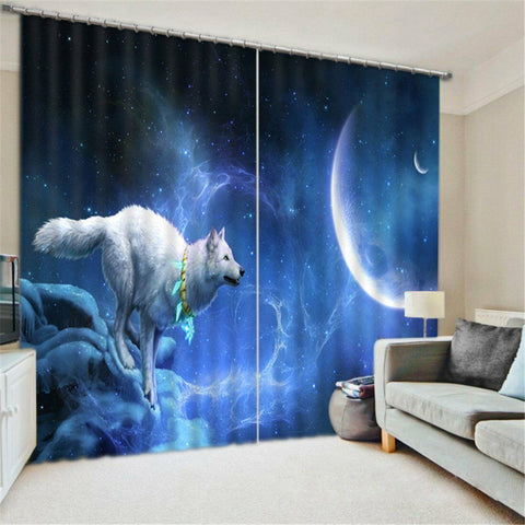 Galaxy Wars Night 3d Blue Planet Modern Luxury Curtains