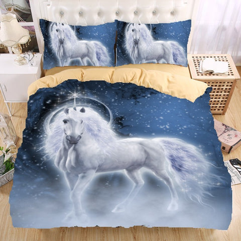 3d Unicorn Bedding Set All Sizes Watercolor Print Bed Set Kids