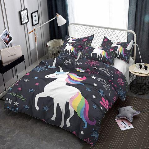 3d Unicorn Star Print Duvet Set Bed Set With Pillowcase Home