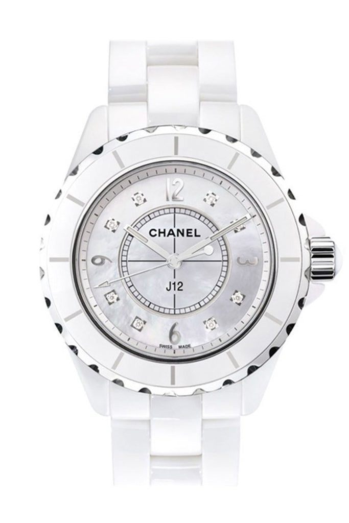 CHANEL J12 White Ceramic Diamonds Quartz Ladies Watch H2422 | WatchGuyNYC