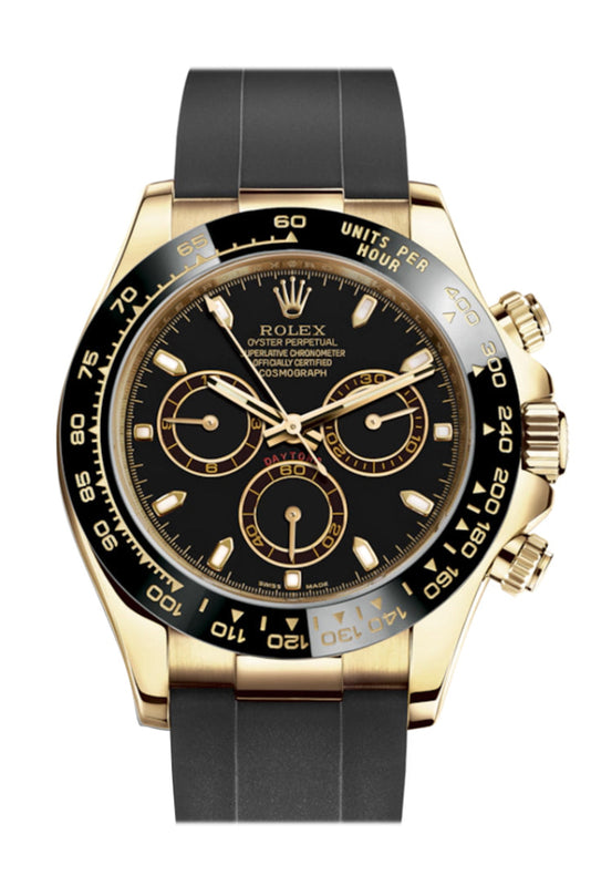 Rolex Cosmograph Daytona Black Dial Oysterflex Strap Mens Yellow Watch ...