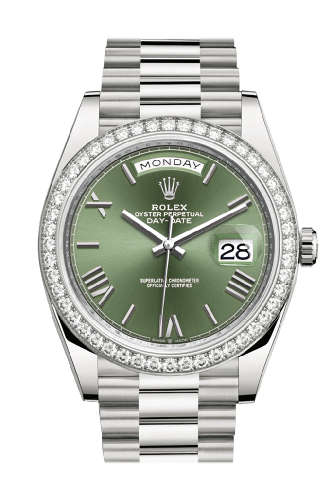 day date green dial white gold