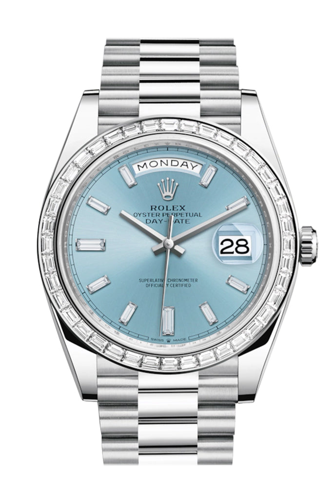 rolex day date 40 platinum diamond bezel