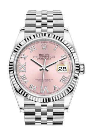 silver rolex with pink face