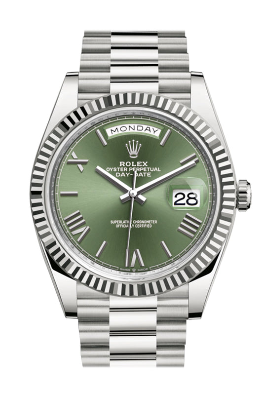 rolex presidential white gold green dial