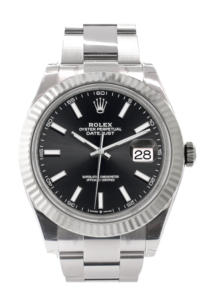 rolex datejust 41 black dial smooth bezel