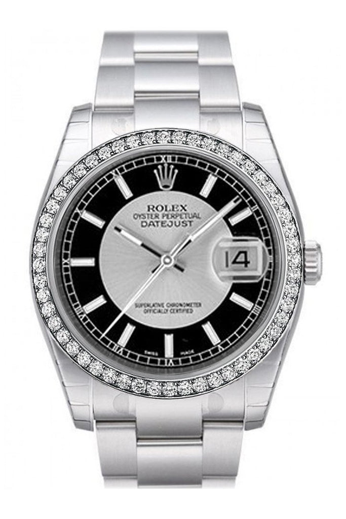 silver rolex with black face