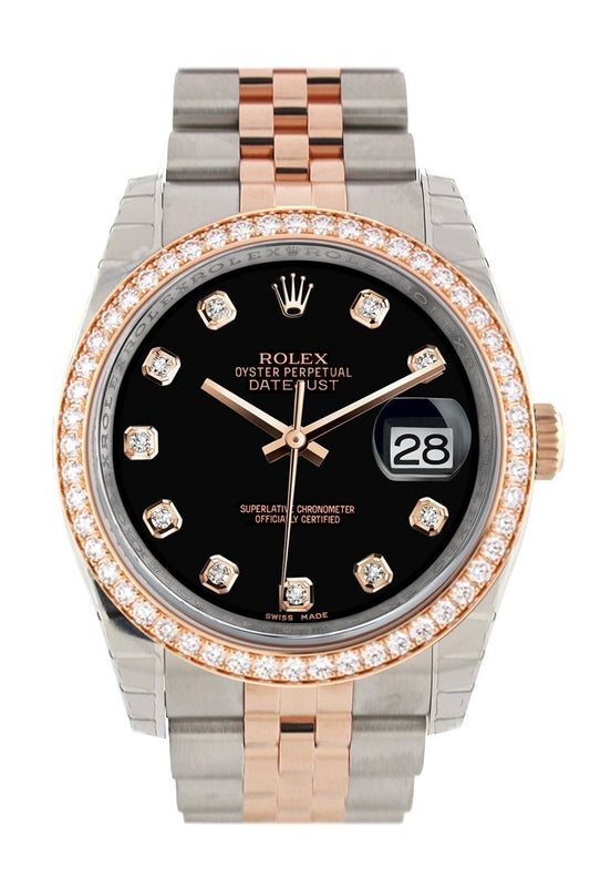 rolex datejust 36 two tone black dial