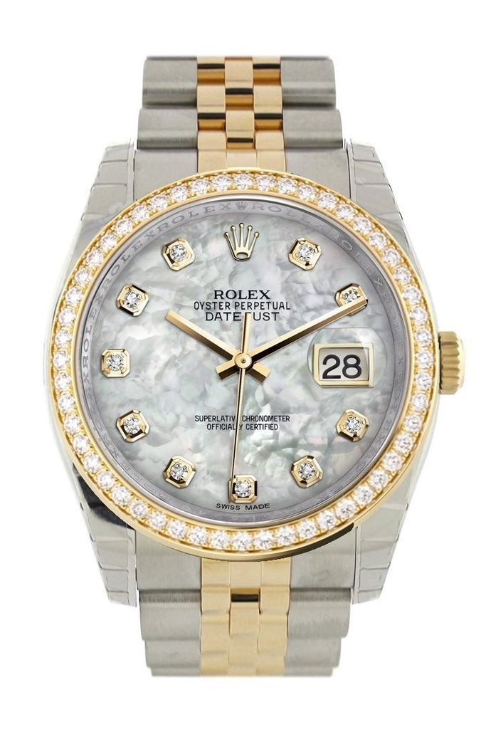 rolex datejust white face with diamonds