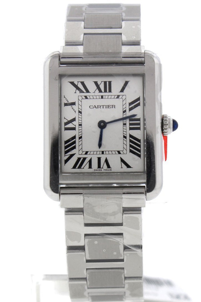 cartier tank stainless steel watch