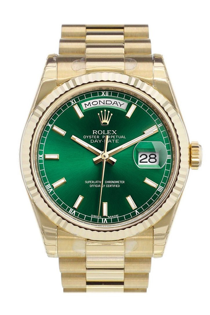 ROLEX 118238 Day-Date 36 Green Dial 