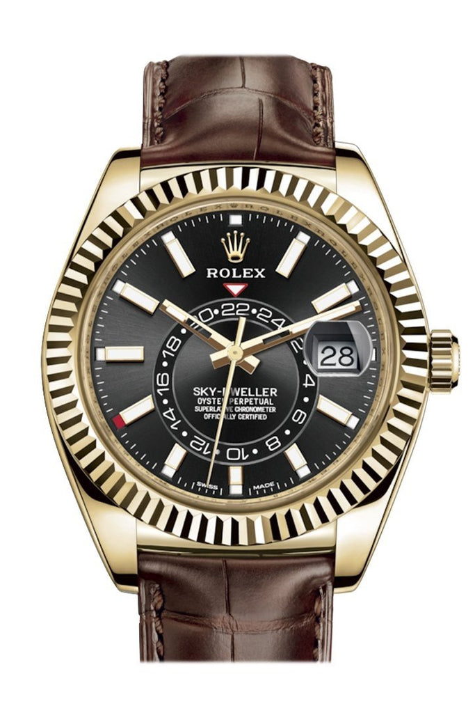 rolex sky dweller gold leather