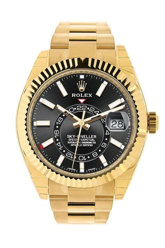 rolex sky dweller yellow gold black dial