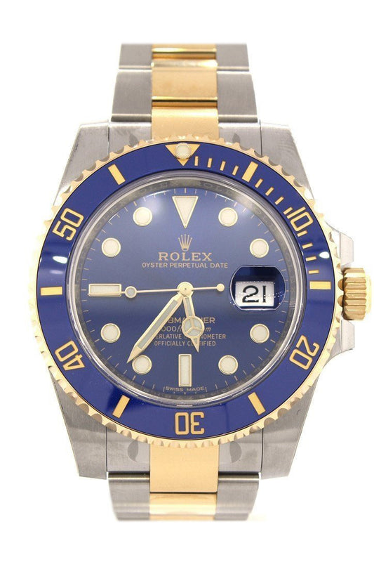 rolex steel and yellow gold blue dial