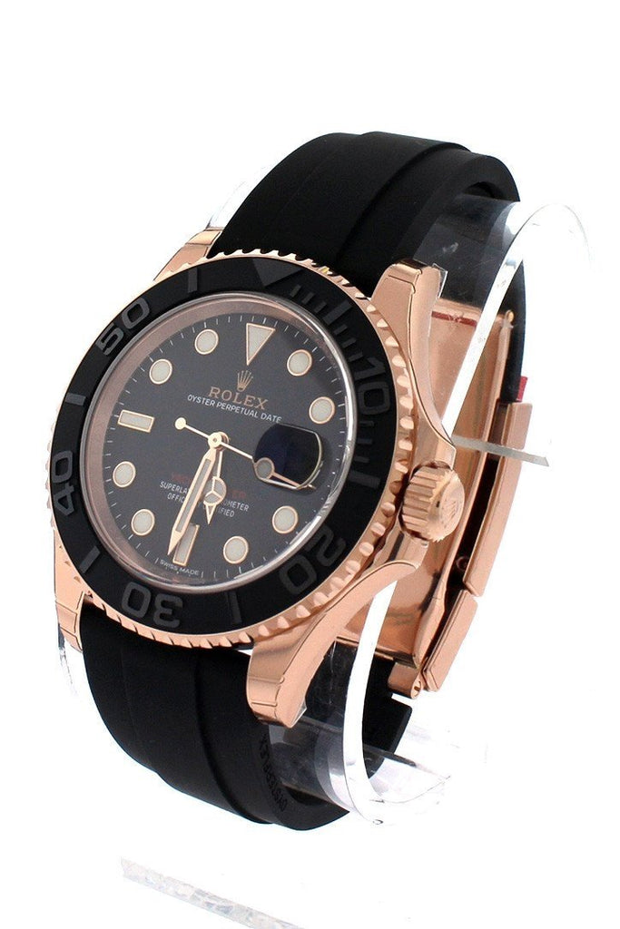 rolex rose gold black strap