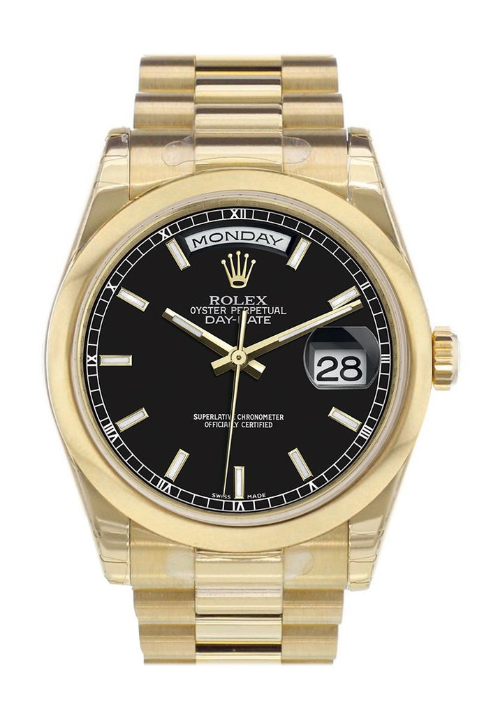 Black Dial President Yellow Gold Watch 