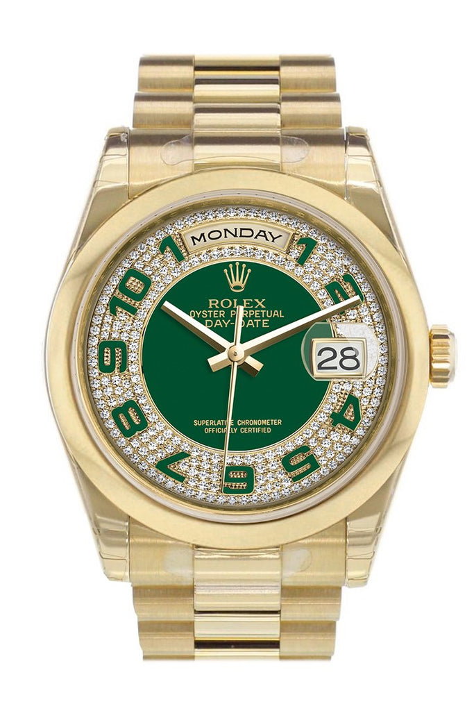 rolex day date 36 gold green