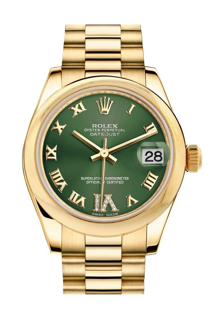 gold rolex with green face